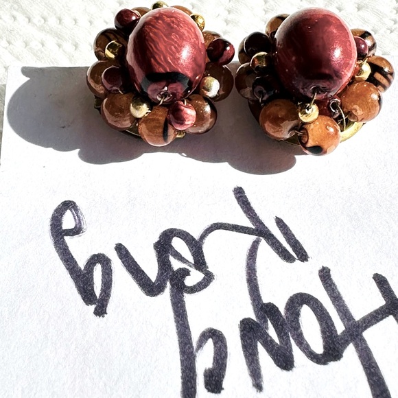 Vintage Boho HongKong Earrings and Necklace with 2 Bamboo Bangles - Picture 9 of 11